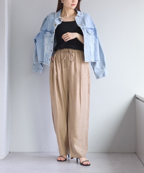 PUAL CE CIN（ピュアルセシン）の「【Du noir】リネンタッチスクエアネックタンクトップ（タンクトップ・レディース・ブラック/グレイッシュベージュ/オフホワイト・FREE）」の19枚目の写真