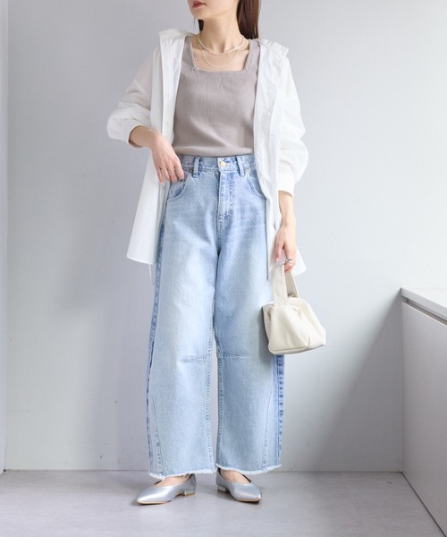 PUAL CE CIN（ピュアルセシン）の「【Du noir】リネンタッチスクエアネックタンクトップ（タンクトップ・レディース・ブラック/グレイッシュベージュ/オフホワイト・FREE）」の13枚目の写真