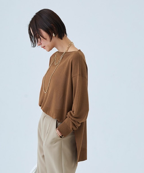 RASW（ラス）の「[RASW]ボートネックニット（ニット/セーター・レディース・ブラウン/ライトベージュ・L/M）」の12枚目の写真
