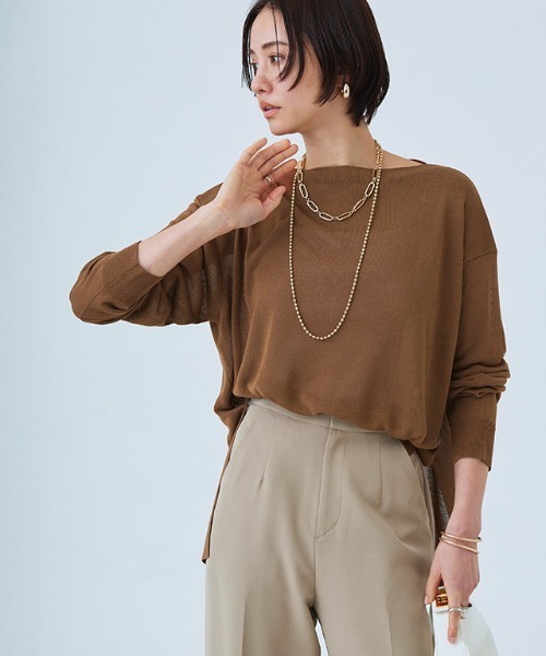 RASW（ラス）の「[RASW]ボートネックニット（ニット/セーター・レディース・ブラウン/ライトベージュ・L/M）」の22枚目の写真