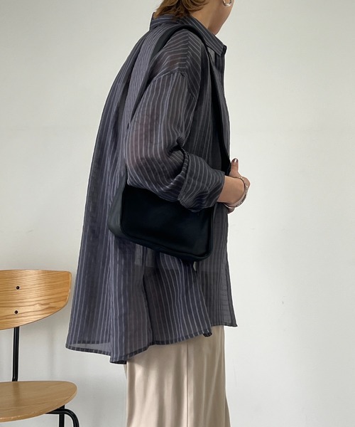 un dix cors(アンディコール)の「《WEB限定》シアーストライプシャツ(シャツ/ブラウス・レディース・チャコールグレー/ホワイト系その他/イエロー・FREE)」の17枚目の写真