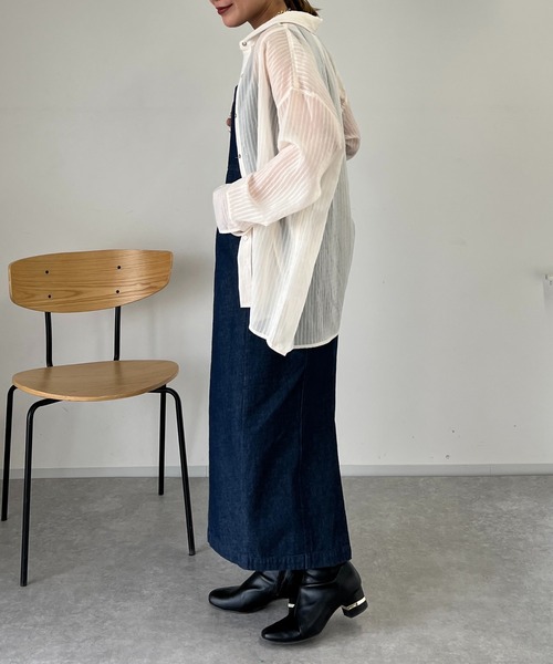 un dix cors(アンディコール)の「《WEB限定》シアーストライプシャツ(シャツ/ブラウス・レディース・チャコールグレー/ホワイト系その他/イエロー・FREE)」の11枚目の写真