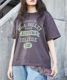 CUBE SUGAR | カギ針風ニット付カレッジロゴプリントTシャツ(Tシャツ/カットソー)