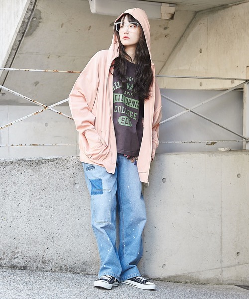 CUBE SUGAR（キューブシュガー）の「カギ針風ニット付カレッジロゴプリントTシャツ（Tシャツ/カットソー・レディース・ライトイエロー/トップグレー/スミクロ/ホワイト・M）」の20枚目の写真