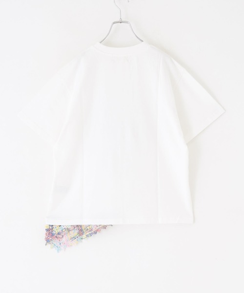 CUBE SUGAR（キューブシュガー）の「カギ針風ニット付カレッジロゴプリントTシャツ（Tシャツ/カットソー・レディース・ライトイエロー/トップグレー/スミクロ/ホワイト・M）」の12枚目の写真