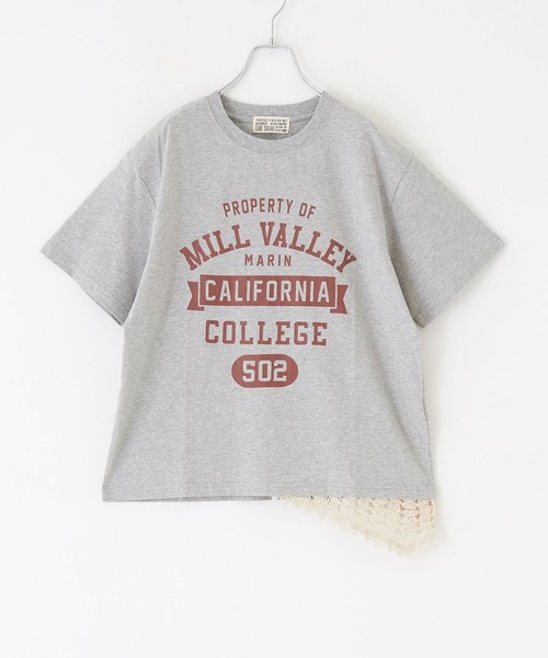 CUBE SUGAR（キューブシュガー）の「カギ針風ニット付カレッジロゴプリントTシャツ（Tシャツ/カットソー・レディース・ライトイエロー/トップグレー/スミクロ/ホワイト・M）」の14枚目の写真