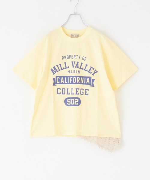 CUBE SUGAR（キューブシュガー）の「カギ針風ニット付カレッジロゴプリントTシャツ（Tシャツ/カットソー・レディース・ライトイエロー/トップグレー/スミクロ/ホワイト・M）」の15枚目の写真