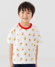 綿100％ 総柄プリント 半袖Tシャツ