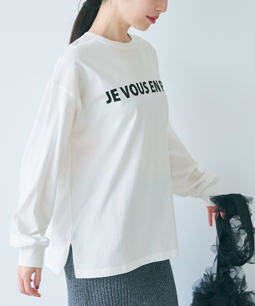 cocoa   2019 コットンロゴ入りカットソー セール】コットンビッグシルエットロゴTシャツ（Tシャツ/カットソー