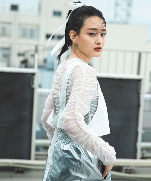 bohmal（ボマール）の「シアーギャザートップス（Tシャツ/カットソー・レディース・グレー/アイボリー/ブラック・FREE）」の20枚目の写真
