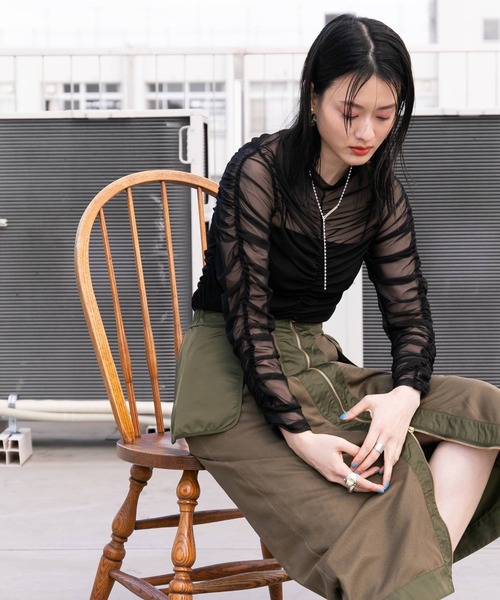 最上もが】シアーギャザートップス（Tシャツ/カットソー）｜bohmal