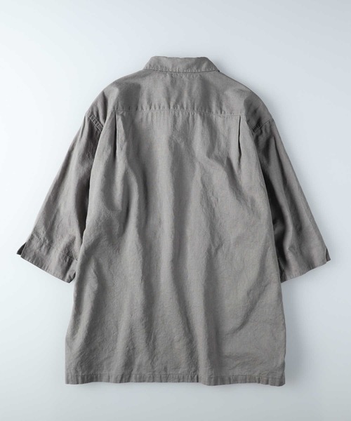 BACK NUMBER(バックナンバー)の「【BACK NUMBER】綿麻混紡7分袖スキッパーシャツ(シャツ/ブラウス・メンズ・ダークベージュ/ネイビー・S/M/L/XL)」の3枚目の写真