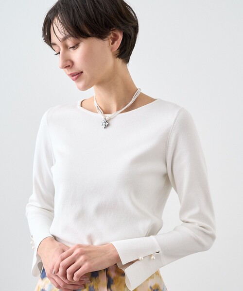 ANAYI（アナイ）の「フレアスリーブ総針 プルオーバー（ニット/セーター・レディース・ブルー/ブラック/ベージュ/ホワイト・38/36）」の2枚目の写真