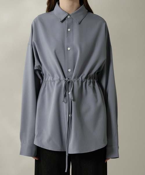 selle glant（セレグランテ）の「WAIST SHIRRING DRAWCORD SHIRT/ウエストシャーリングドローコードシャツ（シャツ/ブラウス・レディース・オフホワイト/ブルー・MEDIUM/LARGE）」の10枚目の写真