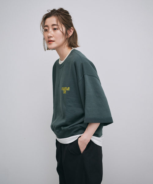 OUTDOOR PRODUCTS Usual Things（アウトドアプロダクツユージュアルシングス）の「ハーフスリーブスウェット（スウェット・レディース・グレー/ネイビー/グリーン・FREE）」の2枚目の写真