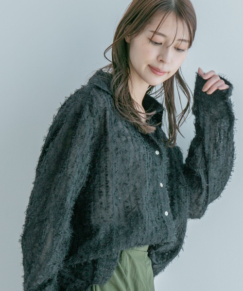 Jayro(ジャイロ)の「シアーフリンジベーシックシャツ(シャツ/ブラウス・レディース・ホワイト系その他/ベージュ/ブラック・M)」の16枚目の写真