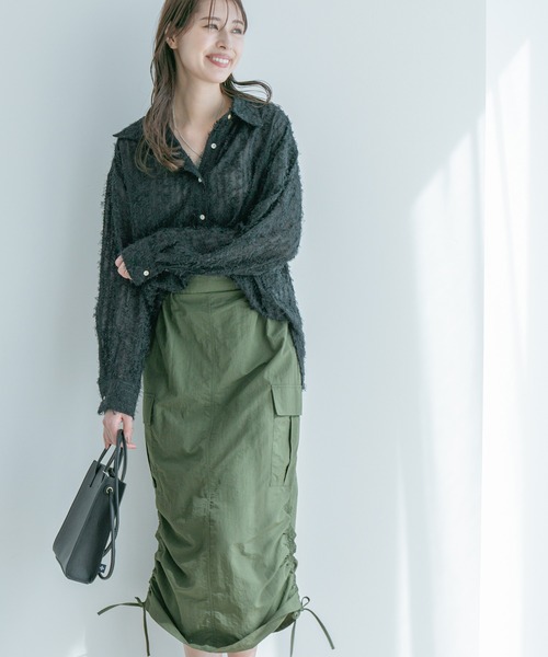 Jayro(ジャイロ)の「シアーフリンジベーシックシャツ(シャツ/ブラウス・レディース・ホワイト系その他/ベージュ/ブラック・M)」の18枚目の写真