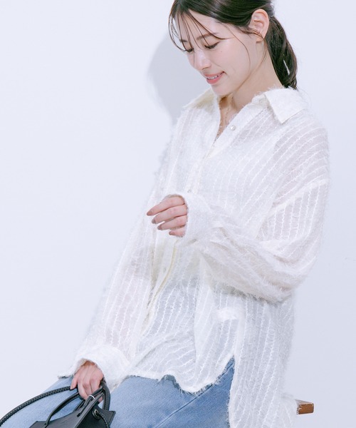 Jayro(ジャイロ)の「シアーフリンジベーシックシャツ(シャツ/ブラウス・レディース・ホワイト系その他/ベージュ/ブラック・M)」の20枚目の写真