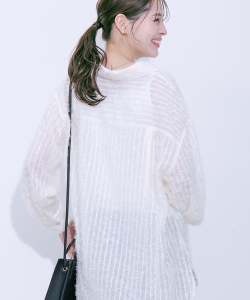 Jayro(ジャイロ)の「シアーフリンジベーシックシャツ(シャツ/ブラウス・レディース・ホワイト系その他/ベージュ/ブラック・M)」の11枚目の写真