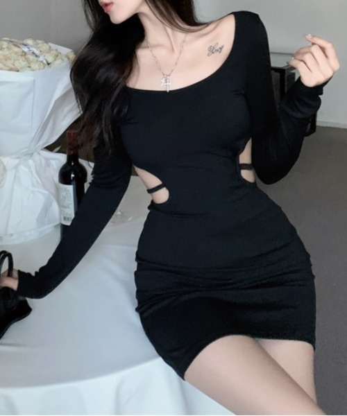 LADY LIKE(レディライク)の「ウエストカット肌見せミニワンピース(ワンピース・レディース・サックスブルー/ブラック・M)」の14枚目の写真