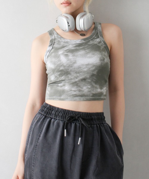 SpRay(スプレイ)の「タイダイカップ付タンクトップ(タンクトップ・レディース・ブラック/ベージュ/グレー/カーキ/アイボリー・FREE)」の5枚目の写真