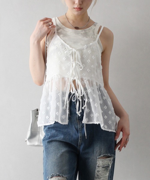 SpRay(スプレイ)の「タイダイカップ付タンクトップ(タンクトップ・レディース・ブラック/ベージュ/グレー/カーキ/アイボリー・FREE)」の7枚目の写真