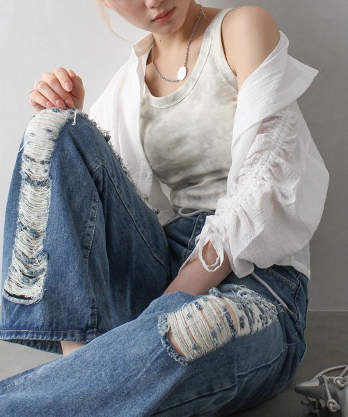 SpRay(スプレイ)の「タイダイカップ付タンクトップ(タンクトップ・レディース・ブラック/ベージュ/グレー/カーキ/アイボリー・FREE)」の13枚目の写真