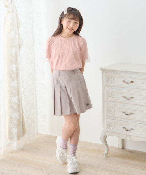 Amourire girl(アムリールガール)の「チュールドッキングTシャツ(130cm~160cm)(Tシャツ/カットソー・キッズ・ピンク/オフホワイト・160cm/150cm/140cm/130cm)」の21枚目の写真