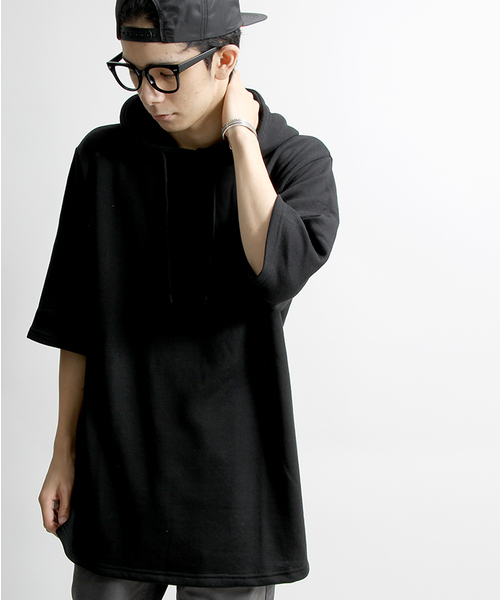 WEGO（ウィゴー）の「WEGO/クオータースリーブパーカー（パーカー・メンズ・カーキ/ホワイト/ベージュ/ブラック・LARGE/MEDIUM）」の3枚目の写真