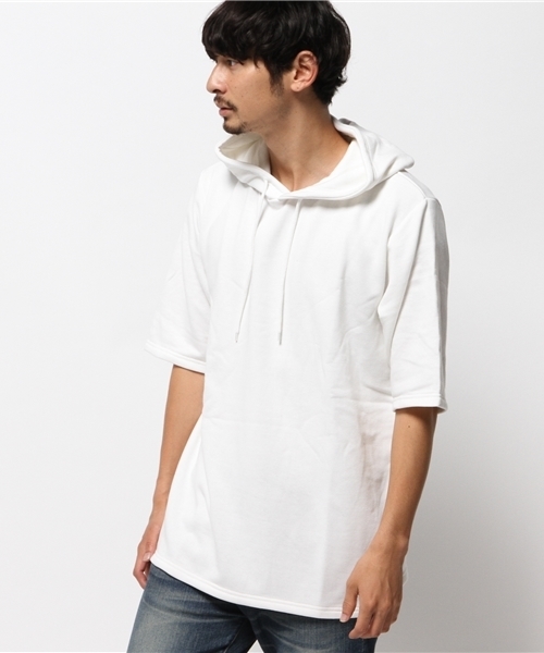 WEGO（ウィゴー）の「WEGO/クオータースリーブパーカー（パーカー・メンズ・カーキ/ホワイト/ベージュ/ブラック・LARGE/MEDIUM）」の7枚目の写真