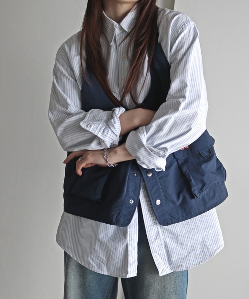ベスト ジレ HAL×COURO ナイロンフィッシングベスト レディース メンズ COMME CA MEN ベスト ジレ ナイロントリコット ロング ジレ