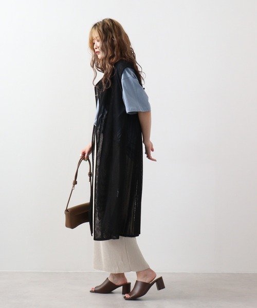 EGLANTINE(エグランティーヌ)の「EGLANTINE メッシュ素材ジレ(ベスト・レディース・カーキ/ブラック・40)」の12枚目の写真