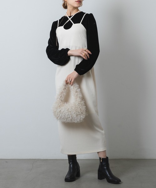 ロングスリーブベルベットギャザーカットソー（Tシャツ/カットソー）｜Jeudi（ジュディ）