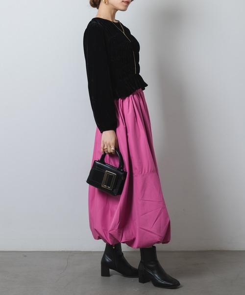 ロングスリーブベルベットギャザーカットソー（Tシャツ/カットソー）｜Jeudi（ジュディ）