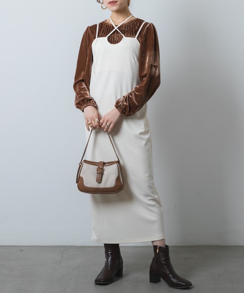 ロングスリーブベルベットギャザーカットソー（Tシャツ/カットソー）｜Jeudi（ジュディ）