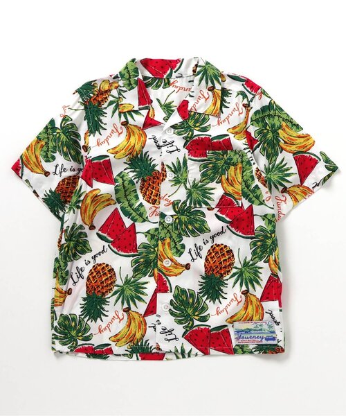 BREEZE（ブリーズ）の「【リンク】リゾートアロハシャツ_セットアップ可_一部WEB限定サイズ（シャツ/ブラウス・キッズ・レインボー/ネイビー/ベージュ/イエロー/オフホワイト/ブルー・110/100/90/80/150/140/130/120）」の2枚目の写真