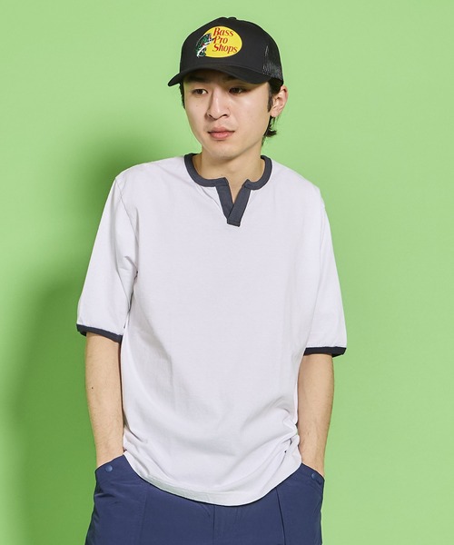 WALLA WALLA SPORT(ワラワラスポーツ)の「H/S SPLIT NECK RINGER TEE / ハーフスリーブ スプリットネック リンガーティー(Tシャツ/カットソー・メンズ・ホワイト×パープル/ホワイト×ネイビー/ホワイト×グレー/ブラック系その他/ホワイト×ブラック/ホワイト×カーキブラウン/ホワイト×グリーン・X-LARGE/XX-LARGE/XXX-LARGE/LARGE/MEDIUM/SMALL)」の17枚目の写真