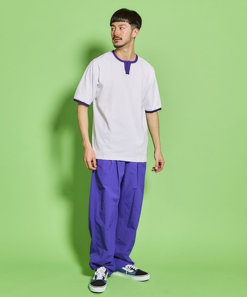 WALLA WALLA SPORT(ワラワラスポーツ)の「H/S SPLIT NECK RINGER TEE / ハーフスリーブ スプリットネック リンガーティー(Tシャツ/カットソー・メンズ・ホワイト×パープル/ホワイト×ネイビー/ホワイト×グレー/ブラック系その他/ホワイト×ブラック/ホワイト×カーキブラウン/ホワイト×グリーン・X-LARGE/XX-LARGE/XXX-LARGE/LARGE/MEDIUM/SMALL)」の10枚目の写真