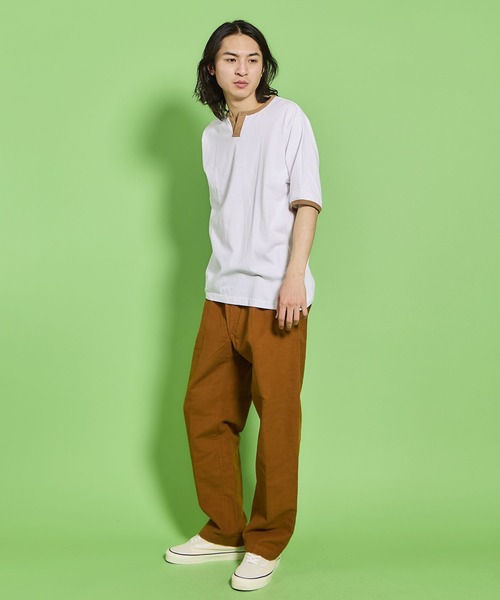WALLA WALLA SPORT(ワラワラスポーツ)の「H/S SPLIT NECK RINGER TEE / ハーフスリーブ スプリットネック リンガーティー(Tシャツ/カットソー・メンズ・ホワイト×パープル/ホワイト×ネイビー/ホワイト×グレー/ブラック系その他/ホワイト×ブラック/ホワイト×カーキブラウン/ホワイト×グリーン・X-LARGE/XX-LARGE/XXX-LARGE/LARGE/MEDIUM/SMALL)」の12枚目の写真