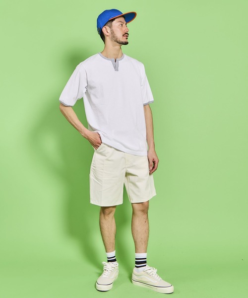 WALLA WALLA SPORT(ワラワラスポーツ)の「H/S SPLIT NECK RINGER TEE / ハーフスリーブ スプリットネック リンガーティー(Tシャツ/カットソー・メンズ・ホワイト×パープル/ホワイト×ネイビー/ホワイト×グレー/ブラック系その他/ホワイト×ブラック/ホワイト×カーキブラウン/ホワイト×グリーン・X-LARGE/XX-LARGE/XXX-LARGE/LARGE/MEDIUM/SMALL)」の21枚目の写真