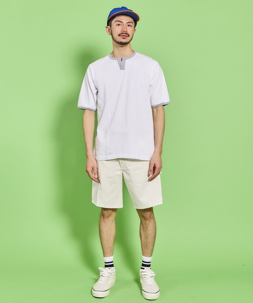 WALLA WALLA SPORT(ワラワラスポーツ)の「H/S SPLIT NECK RINGER TEE / ハーフスリーブ スプリットネック リンガーティー(Tシャツ/カットソー・メンズ・ホワイト×パープル/ホワイト×ネイビー/ホワイト×グレー/ブラック系その他/ホワイト×ブラック/ホワイト×カーキブラウン/ホワイト×グリーン・X-LARGE/XX-LARGE/XXX-LARGE/LARGE/MEDIUM/SMALL)」の22枚目の写真