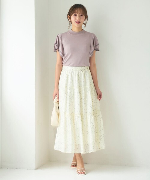 Feroux(フェルゥ)の「ドットティアード スカート(スカート・レディース・ブラック系1/アイボリー系1・F)」の8枚目の写真