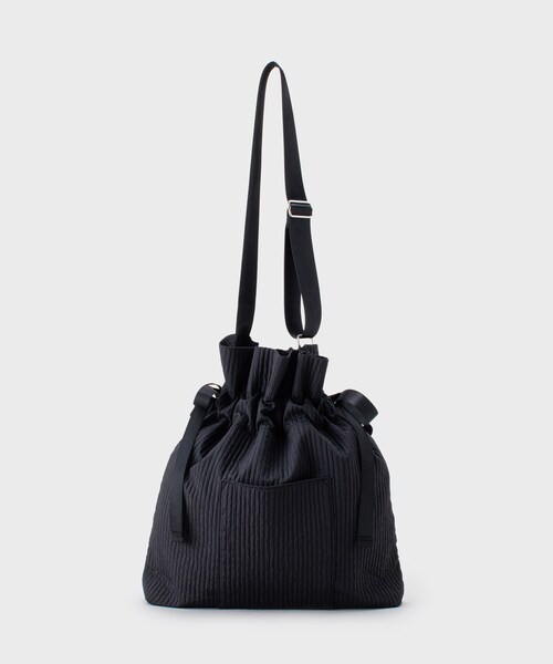 OPAQUE.CLIP(オペークドットクリップ)の「◆【2WAY/A4サイズ対応】サイドリボンドロストショルダーバッグ(ショルダーバッグ・レディース・グレー/ブラック/アイボリー/ベージュ系その他2・00)」の2枚目の写真