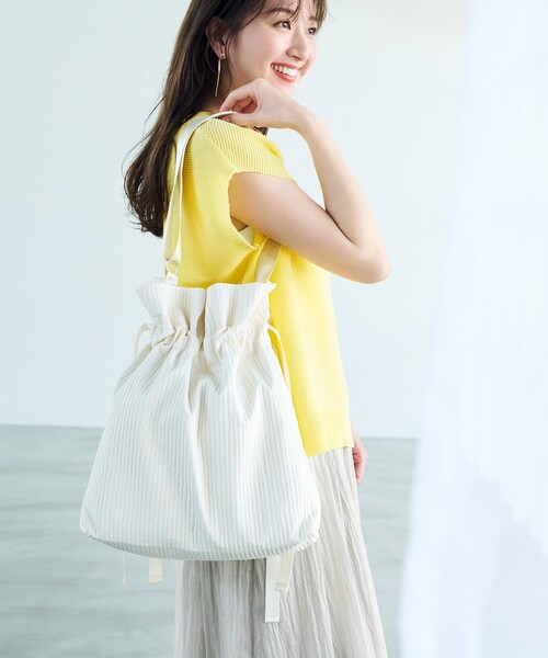 OPAQUE.CLIP(オペークドットクリップ)の「◆【2WAY/A4サイズ対応】サイドリボンドロストショルダーバッグ(ショルダーバッグ・レディース・グレー/ブラック/アイボリー/ベージュ系その他2・00)」の5枚目の写真