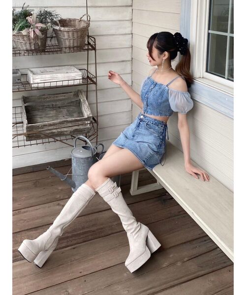 EATME（イートミー）の「デニムビスチェ（セットアップ可能）（キャミソール・レディース・ブラック/ライトブルー・FREE）」の17枚目の写真