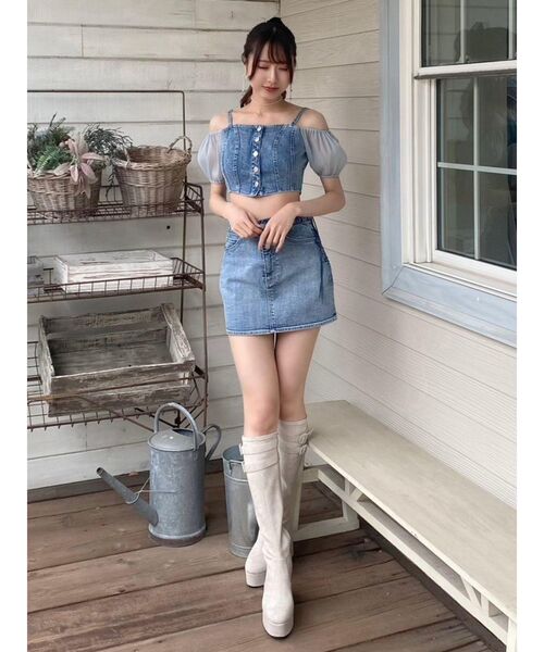 EATME（イートミー）の「デニムビスチェ（セットアップ可能）（キャミソール・レディース・ブラック/ライトブルー・FREE）」の18枚目の写真