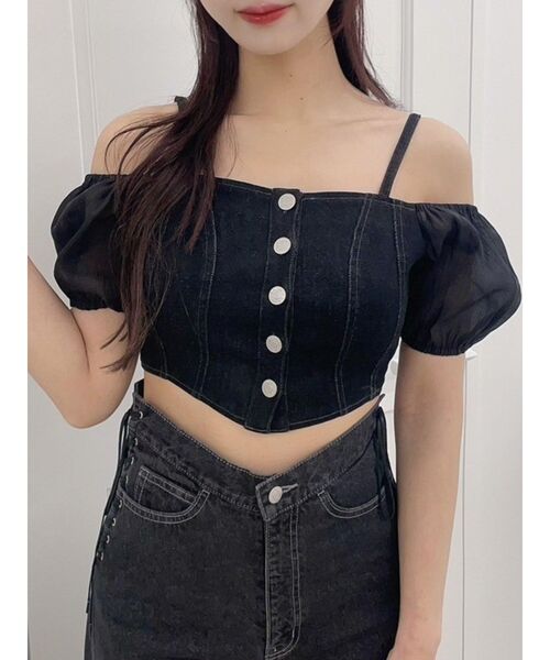 EATME（イートミー）の「デニムビスチェ（セットアップ可能）（キャミソール・レディース・ブラック/ライトブルー・FREE）」の20枚目の写真