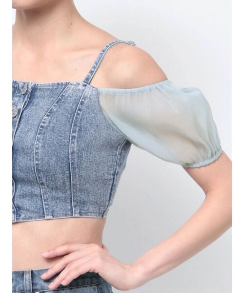 EATME（イートミー）の「デニムビスチェ（セットアップ可能）（キャミソール・レディース・ブラック/ライトブルー・FREE）」の12枚目の写真