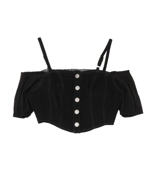 EATME（イートミー）の「デニムビスチェ（セットアップ可能）（キャミソール・レディース・ブラック/ライトブルー・FREE）」の4枚目の写真