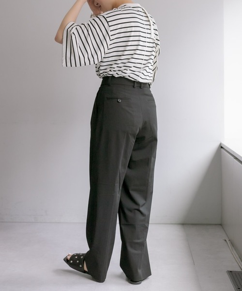 ear PAPILLONNER（イアパピヨネ）の「《レイヤード風》ボーダーケープTシャツ【SUM1 STYLE】（Tシャツ/カットソー・レディース・ホワイト/サンドベージュ・FREE）」の6枚目の写真